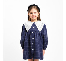 Платье с воротником для девочки KAFTAN: School collection, синее, размер 32 (110-116 см)