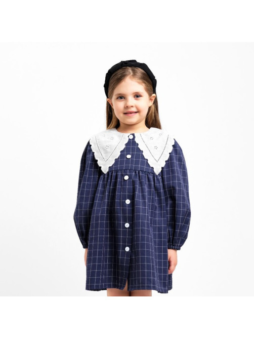 Платье с воротником для девочки KAFTAN: School collection, синее, размер 32 (110-116 см)