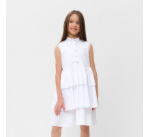 Платье для девочки MINAKU: Cotton collection на пуговицах, белое, рост 116 см