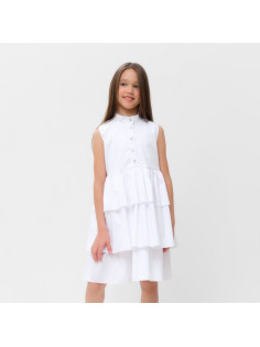 Платье для девочки MINAKU: Cotton collection на пуговицах, белое, рост 116 см