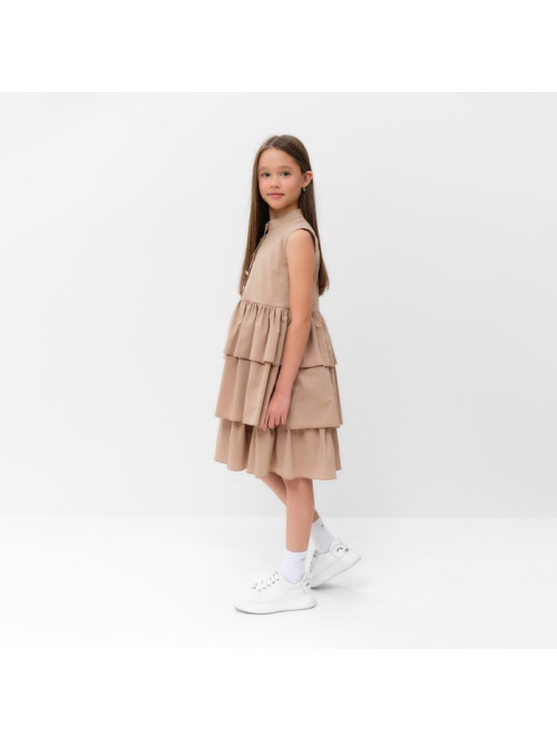 Платье для девочки MINAKU: Cotton collection на пуговицах, бежевое, рост 116 см