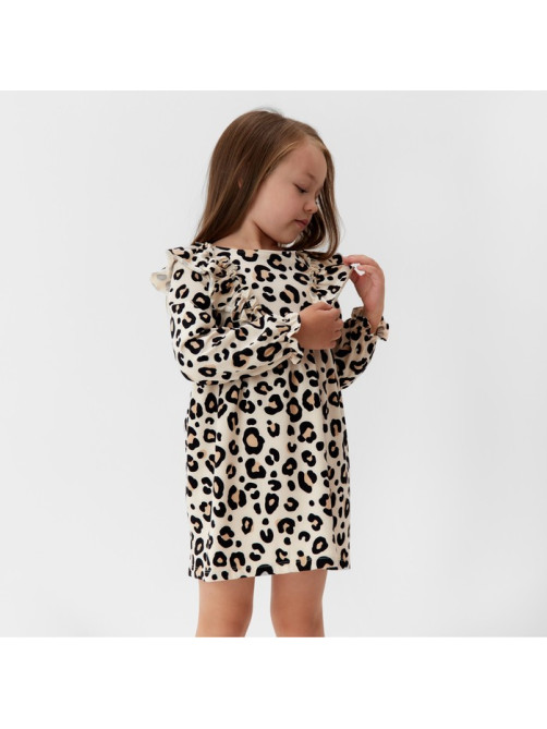 Платье для девочки KAFTAN: Trendy с рюшами, бежевое, рост 86-92 см