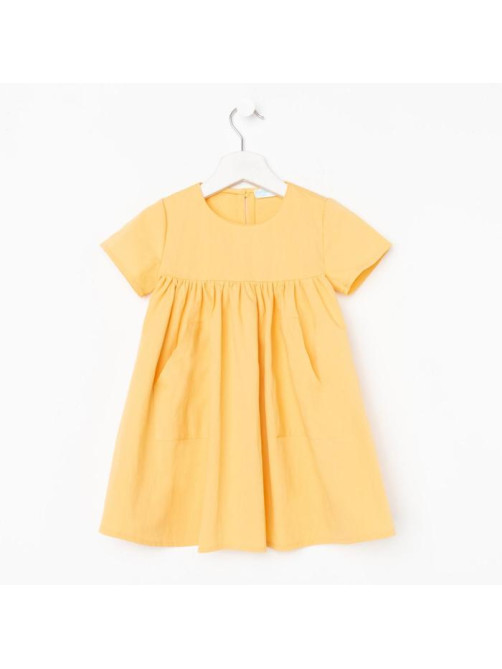 Платье с карманами для девочки KAFTAN: Summer cotton, жёлтое, рост 110-116 см