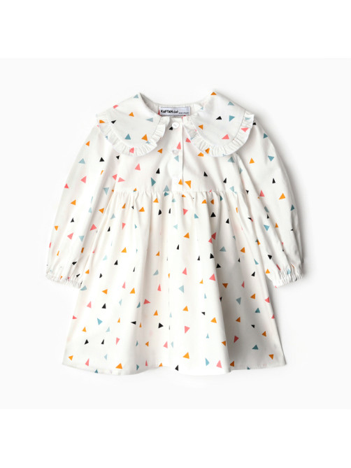 Платье для девочки KAFTAN с воротником, белое, рост 122-128 см