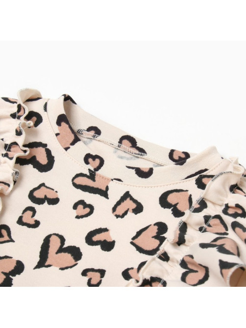 Платье для девочки KAFTAN: Leo love с рукавами, бежевое, рост 98-104 см