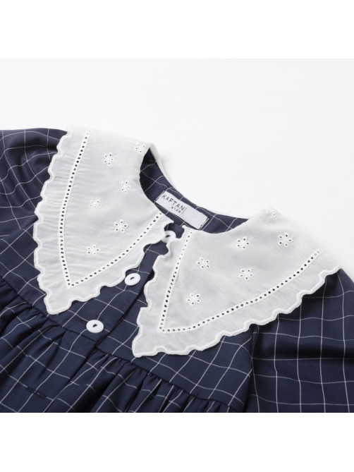 Платье с воротником для девочки KAFTAN: School collection, синее, размер 32 (110-116 см)