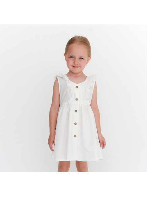 Платье на пуговицах для девочки KAFTAN: Summer cotton, белое, рост 122-128 см