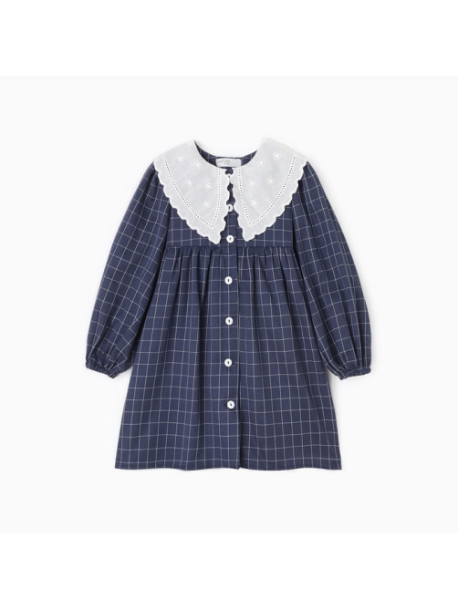 Платье с воротником для девочки KAFTAN: School collection, синее, размер 32 (110-116 см)