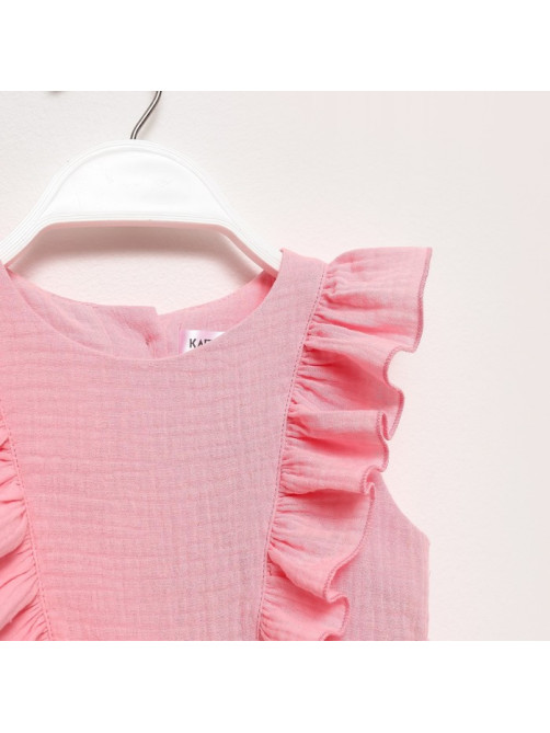 Платье для девочки с рюшами KAFTAN «Муслин», розовое, размер 28 (86-92 см)