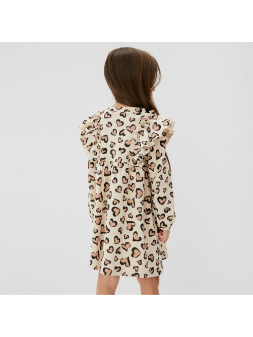Платье для девочки KAFTAN: Leo love с рукавами, бежевое, рост 98-104 см