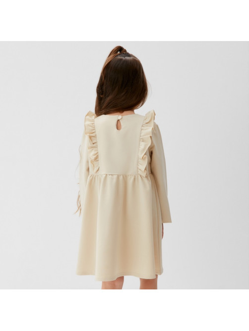 Платье с рюшами для девочки KAFTAN: Basic line, цвет кремовый, рост 98-104 см
