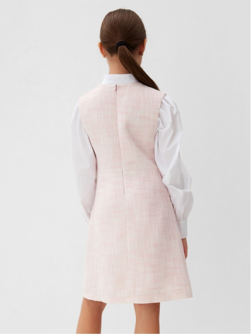 Платье нарядное для девочки MINAKU: PartyDress, прямое, розовое, рост 128-134 см