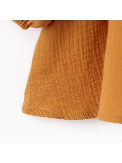Платье для девочки KAFTAN «Муслин» с длинным рукавом, горчичное, рост 80-86 см