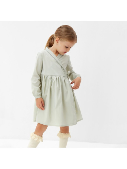 Платье однотонное для девочки MINAKU: Cotton collection, цвет фисташковый, рост 92-98 см