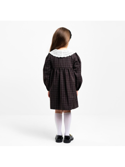 Платье с воротником для девочки KAFTAN: School collection, чёрное, размер 34 (122-128 см)