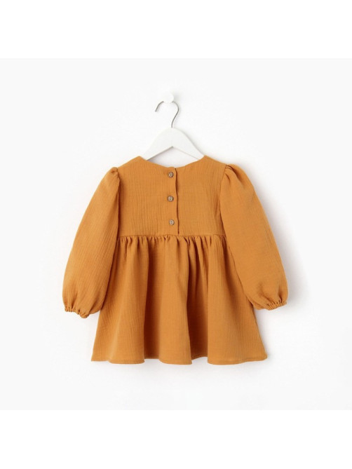 Платье для девочки KAFTAN «Муслин» с длинным рукавом, горчичное, рост 80-86 см