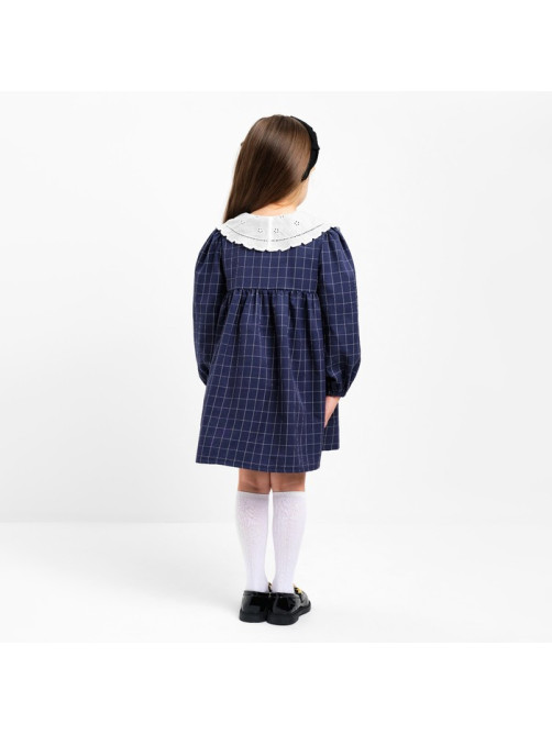 Платье с воротником для девочки KAFTAN: School collection, синее, размер 32 (110-116 см)