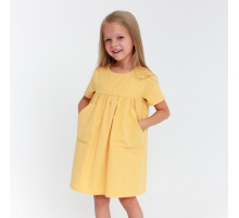 Платье с карманами для девочки KAFTAN: Summer cotton, жёлтое, рост 98-104 см