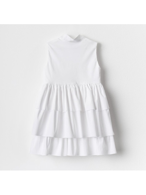 Платье для девочки MINAKU: Cotton collection на пуговицах, белое, рост 116 см