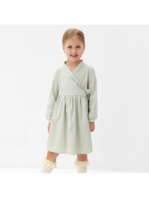 Платье однотонное для девочки MINAKU: Cotton collection, цвет фисташковый, рост 86-92 см
