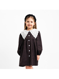 Платье с воротником для девочки KAFTAN: School collection, чёрное, размер 32 (110-116 см)