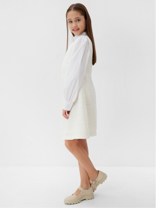 Платье нарядное для девочки MINAKU: PartyDress, прямое, белое, рост 146-152 см