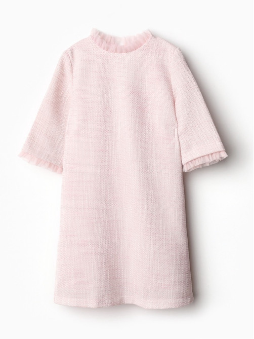Платье нарядное для девочки MINAKU: PartyDress с воротником, розовое, рост 116-122 см