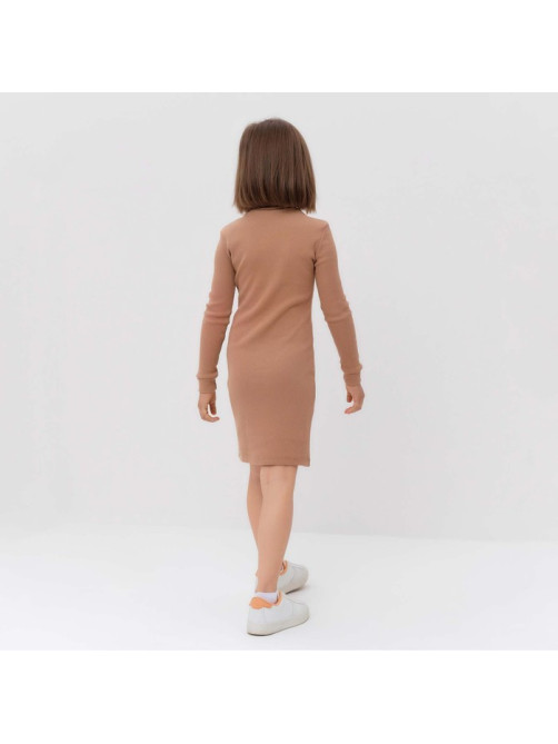 Платье облегающее для девочки MINAKU: Casual Collection, бежевое, рост 164 см