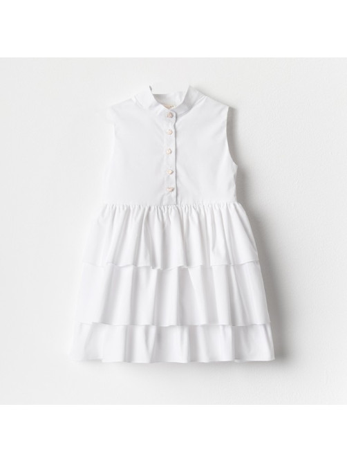 Платье для девочки MINAKU: Cotton collection на пуговицах, белое, рост 122 см