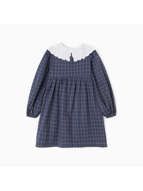Платье с воротником для девочки KAFTAN: School collection, синее, размер 32 (110-116 см)