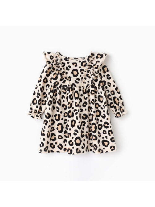 Платье для девочки KAFTAN: Trendy с рюшами, бежевое, рост 122-128 см