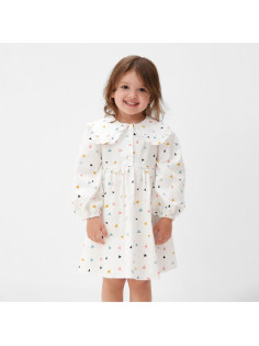 Платье для девочки KAFTAN с воротником, белое, рост 110-116 см