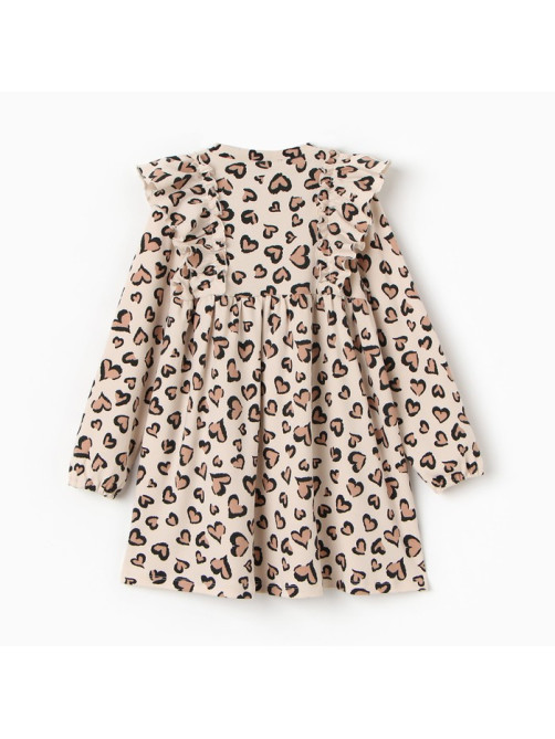 Платье для девочки KAFTAN: Leo love с рукавами, бежевое, рост 98-104 см