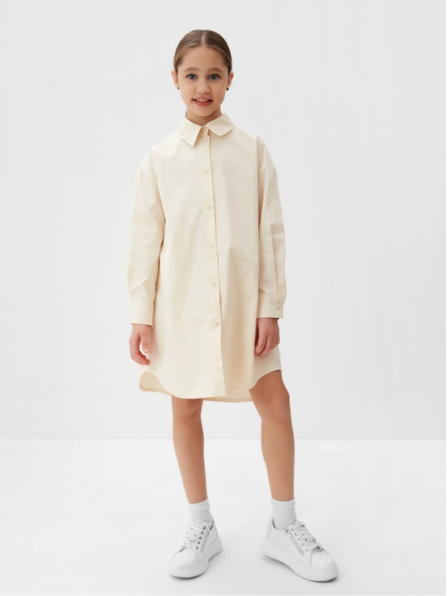 Платье-рубашка для девочки MINAKU: PartyDress, бежевое, рост 122-128 см