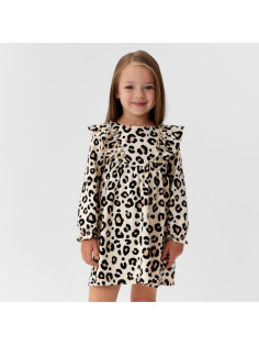 Платье для девочки KAFTAN: Trendy с рюшами, бежевое, рост 122-128 см