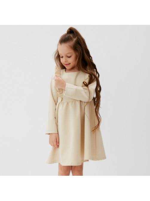 Платье с рюшами для девочки KAFTAN: Basic line, цвет кремовый, рост 110-116 см