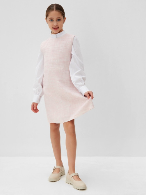 Платье нарядное для девочки MINAKU: PartyDress, прямое, розовое, рост 128-134 см