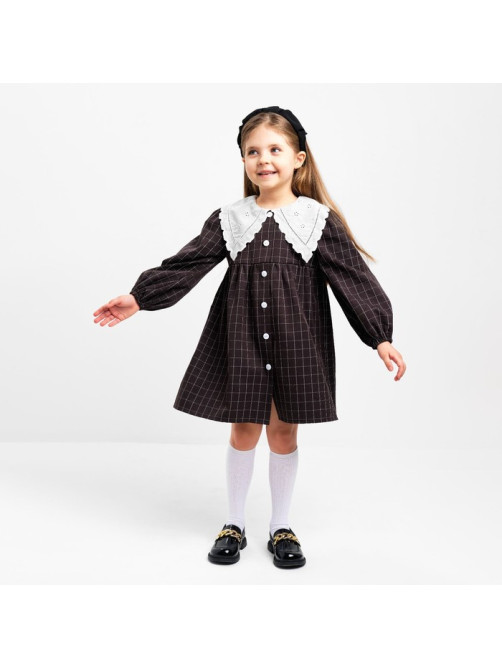 Платье с воротником для девочки KAFTAN: School collection, чёрное, размер 32 (110-116 см)