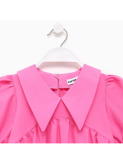 Платье с воротником для девочки KAFTAN: Summer cotton, ярко-розовое, рост 122-128 см