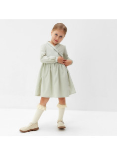 Платье однотонное для девочки MINAKU: Cotton collection, цвет фисташковый, рост 98-104 см