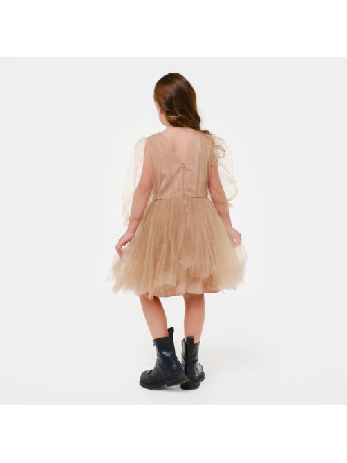 Платье нарядное для девочки KAFTAN, бежевое, размер 28 (86-92 см)