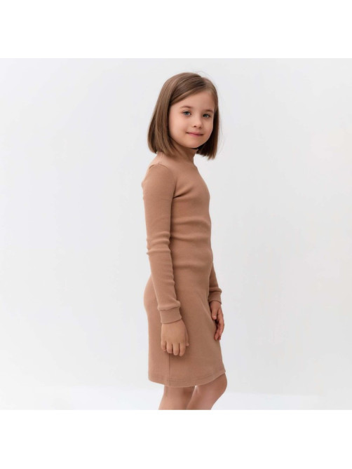 Платье облегающее для девочки MINAKU: Casual Collection, бежевое, рост 164 см