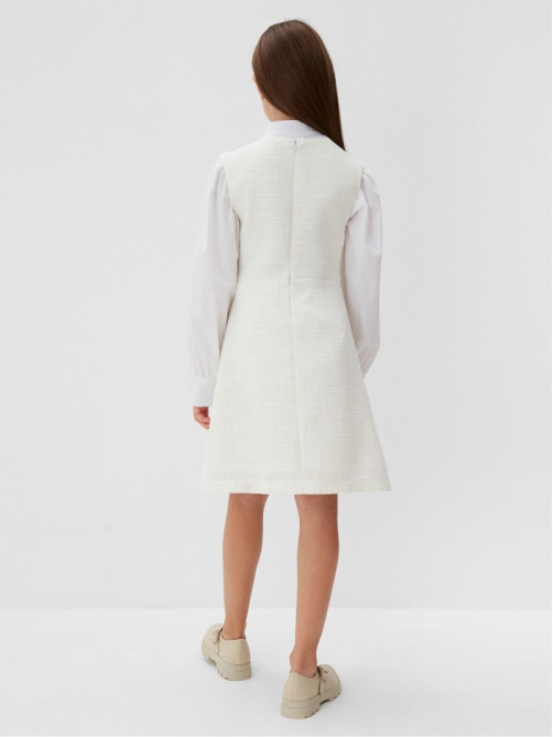 Платье нарядное для девочки MINAKU: PartyDress, прямое, белое, рост 146-152 см