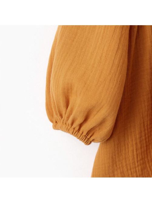 Платье для девочки KAFTAN «Муслин» с длинным рукавом, горчичное, рост 80-86 см