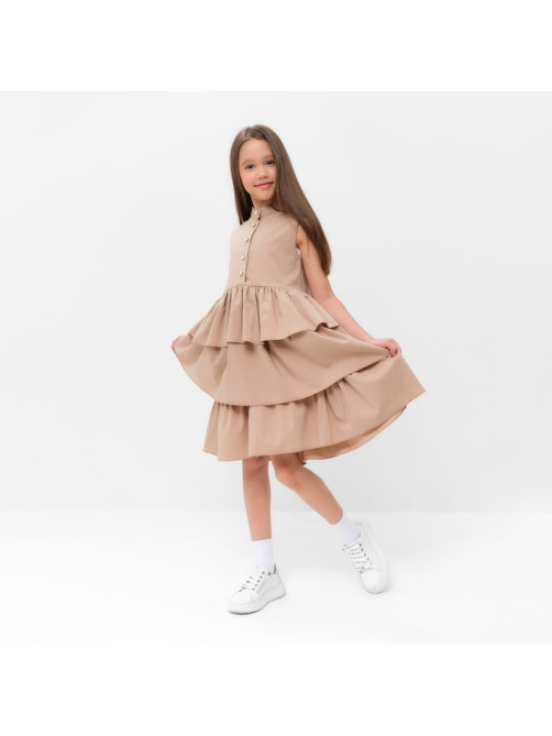 Платье для девочки MINAKU: Cotton collection на пуговицах, бежевое, рост 116 см