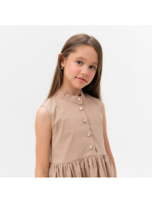 Платье для девочки MINAKU: Cotton collection на пуговицах, бежевое, рост 116 см