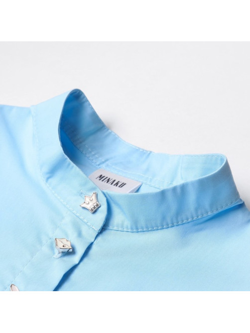 Платье для девочки MINAKU: Cotton collection на пуговицах, голубое, рост 128 см