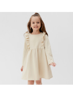 Платье с рюшами для девочки KAFTAN: Basic line, цвет кремовый, рост 110-116 см