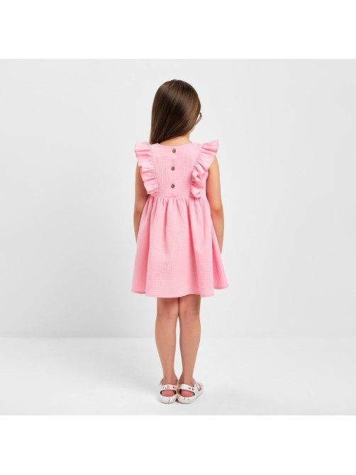 Платье для девочки с рюшами KAFTAN «Муслин», розовое, размер 28 (86-92 см)