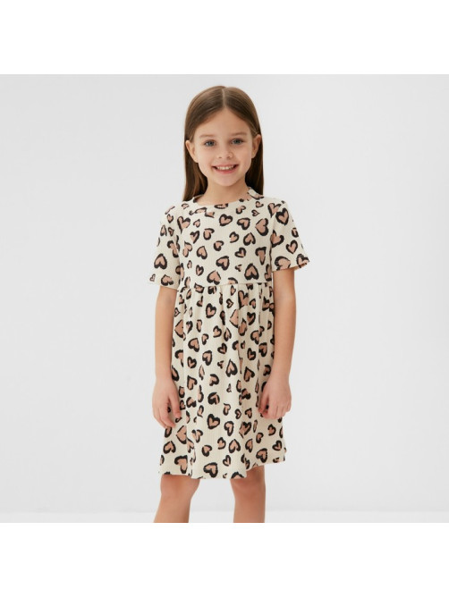Платье для девочки KAFTAN: Leo love, бежевое, рост 98-104 см